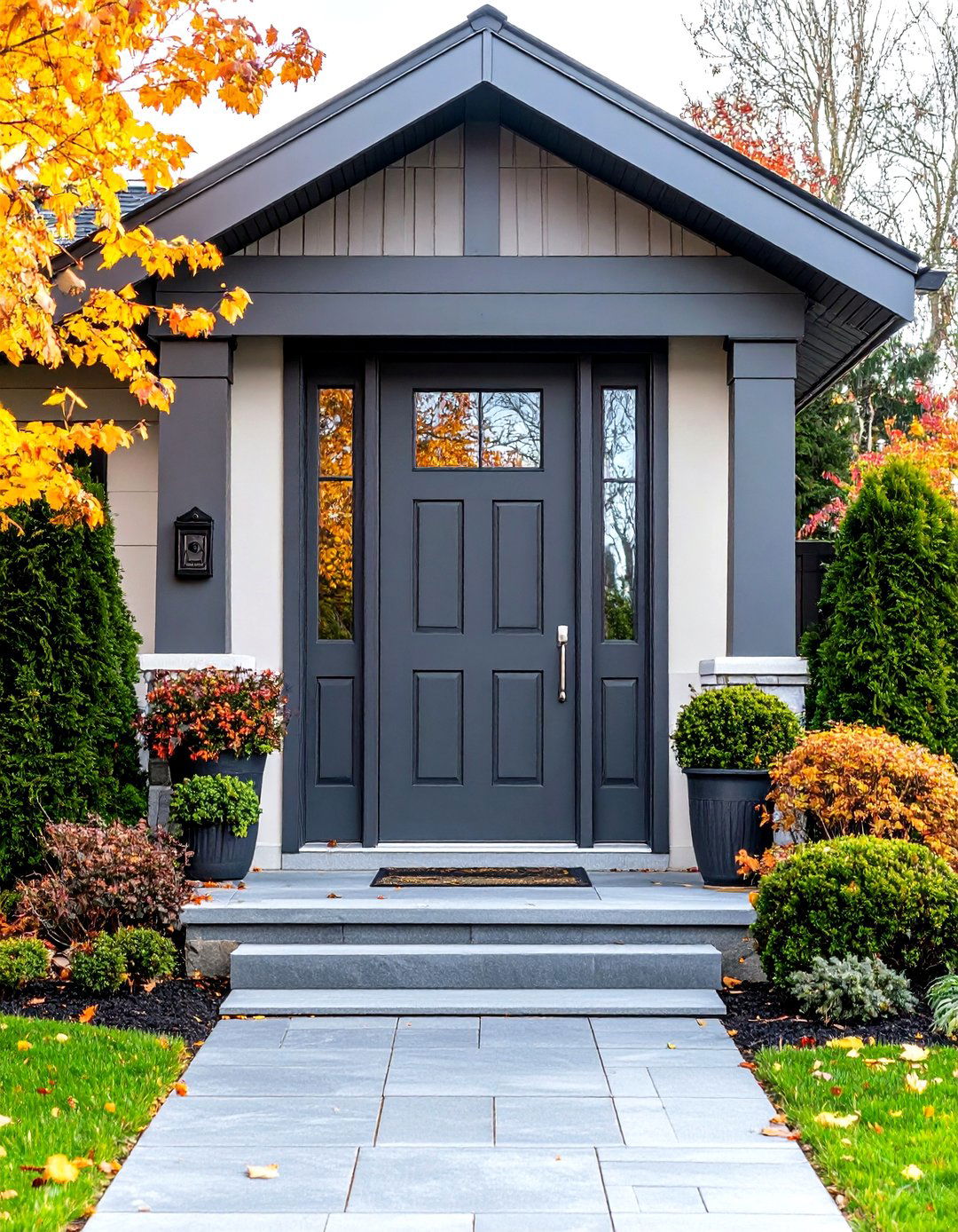 Ash Grey Composite Door with Sidelight Configuration - 24 Grey Front Door Ideas