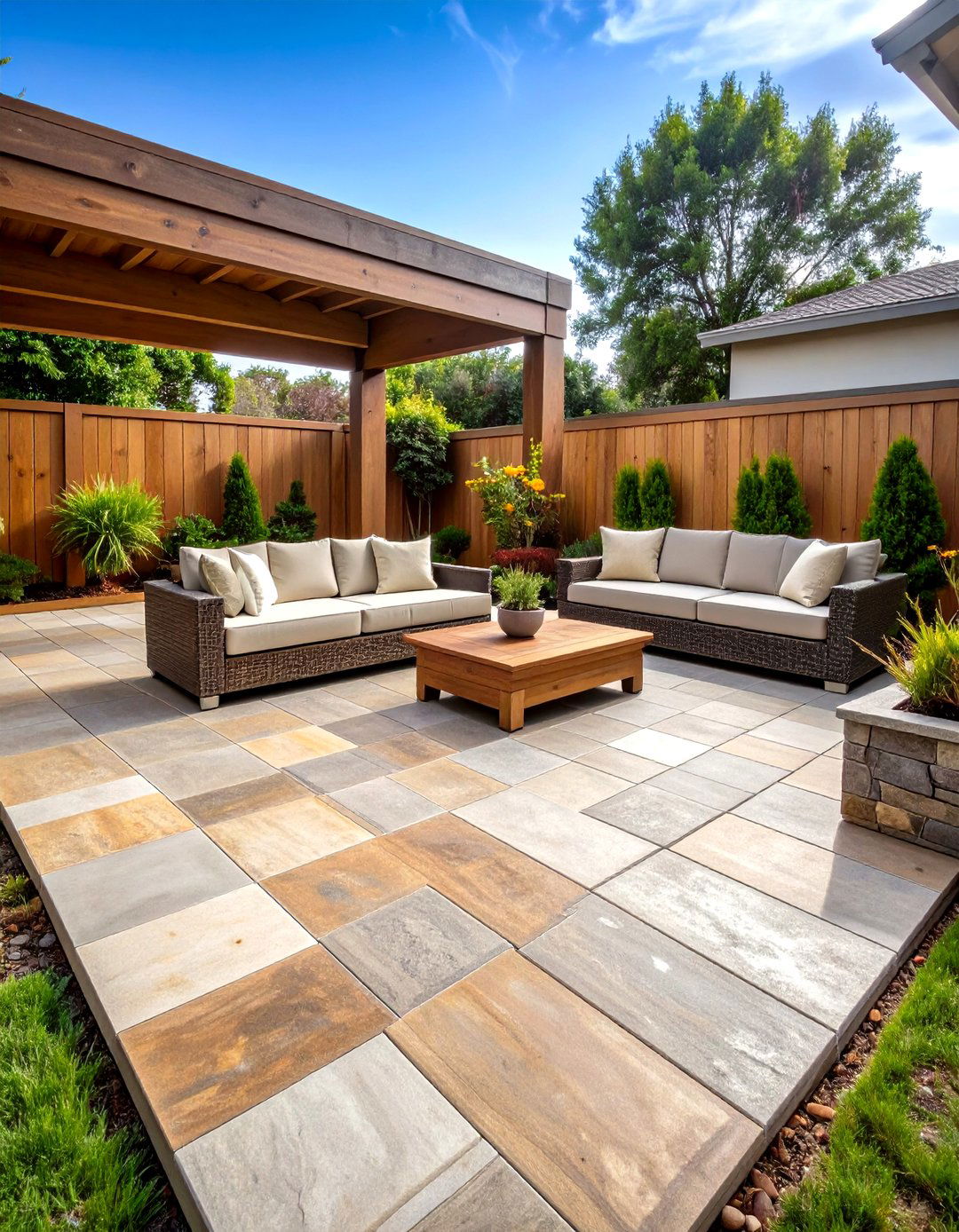 Ashlar Slate Stamped Concrete Patio - 24 Stamped Concrete Patio Ideas