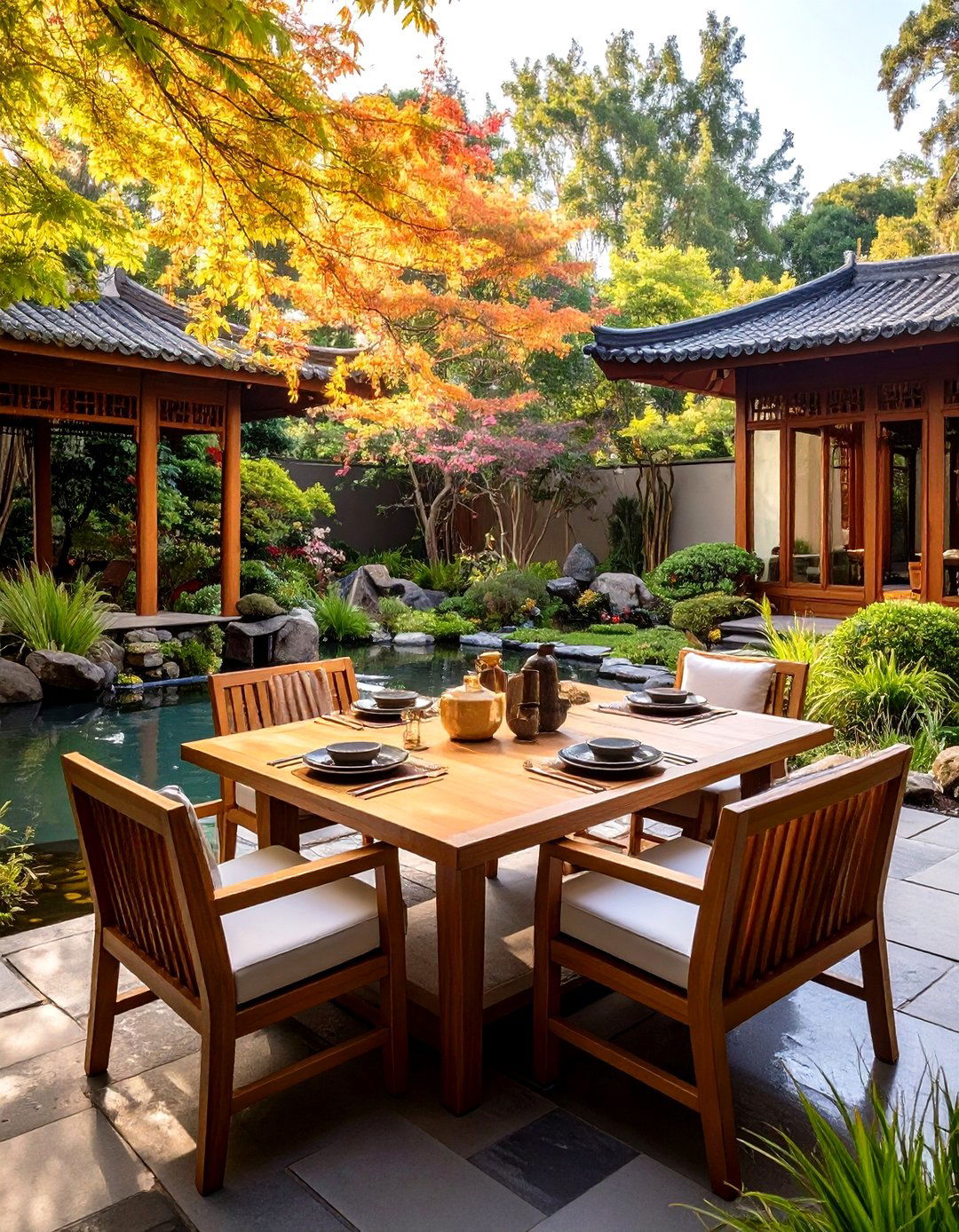 Asian Fusion Garden - 24 Outdoor Dining Area Ideas
