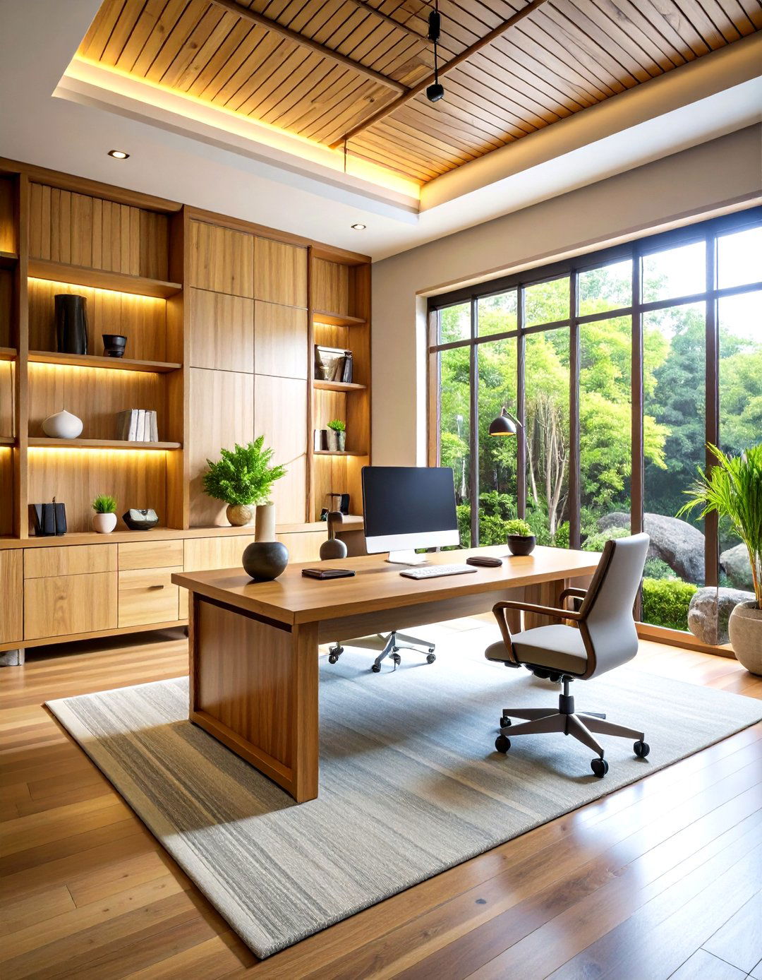Asian Inspired Harmony Office - 24 Home Office Decor Ideas