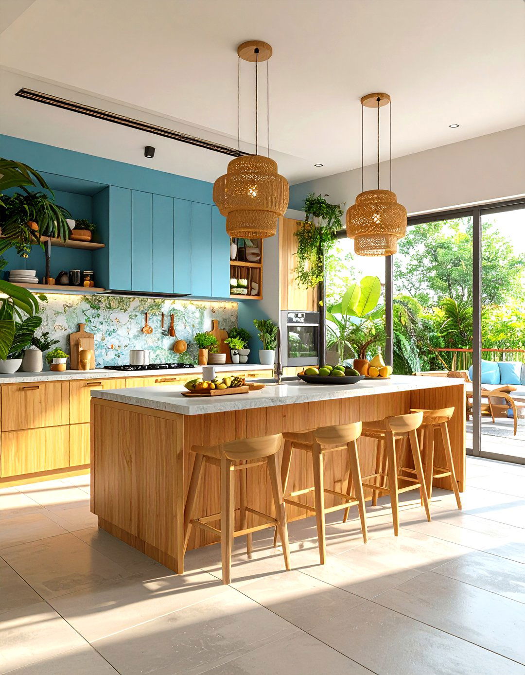 Asian Inspired Open Kitchen with Bamboo Elements - 24 Open Kitchen Ideas