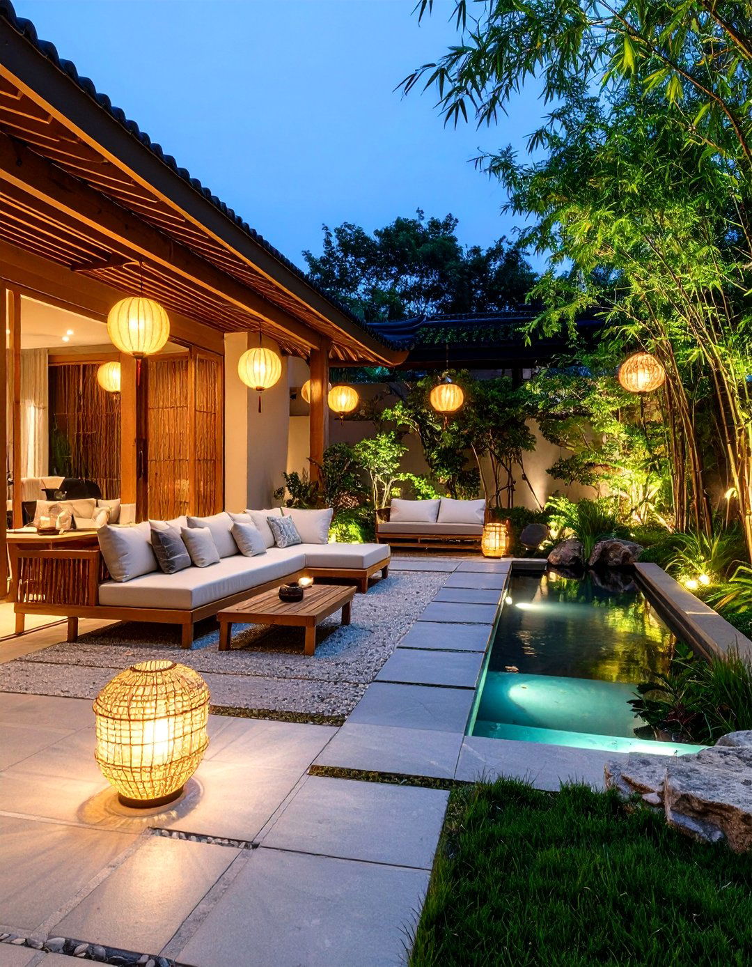 Asian Inspired Patio with Zen Garden Elements - 24 Patio Decor Ideas