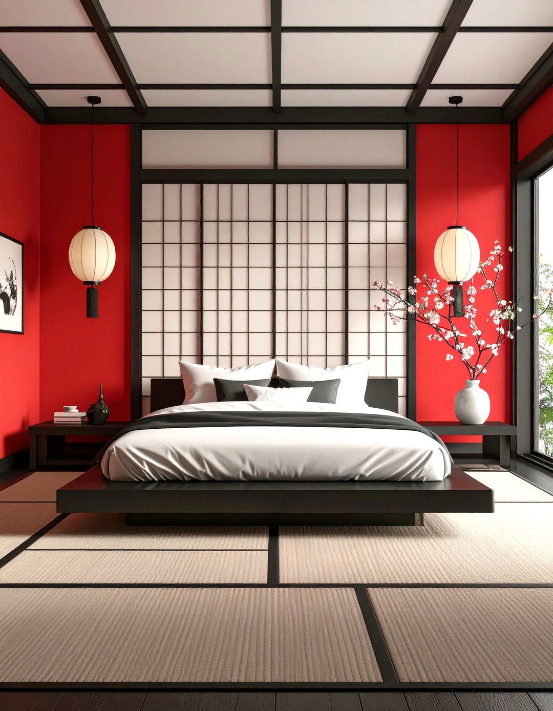 Asian Zen Bedroom Theme - 24 Red and Black Bedroom Ideas