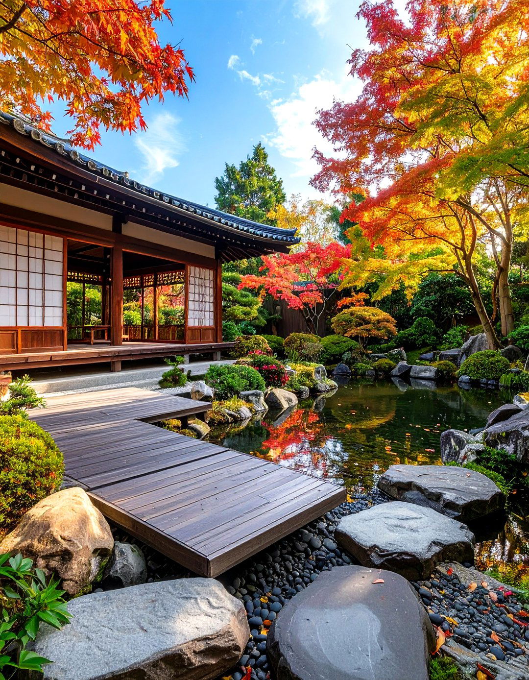 Asian Zen Garden with Balanced Elements - 24 Deck and Patio Combination Ideas