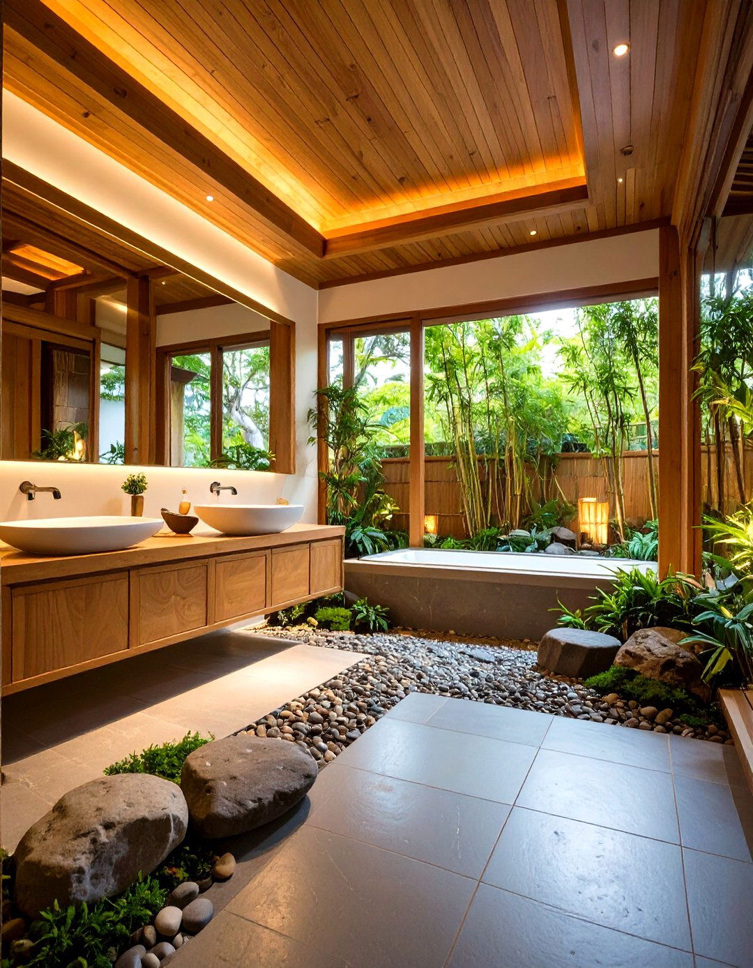 Asian Zen Powder Room with Natural Stone Features - 24 Powder Room Ideas