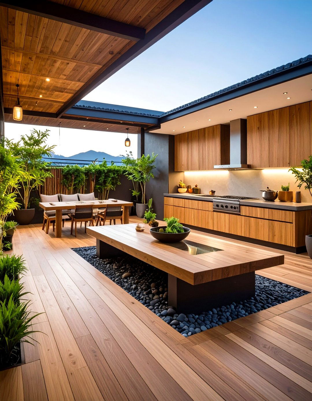 Asian Zen Rooftop Kitchen Garden - 24 Rooftop Kitchen Ideas