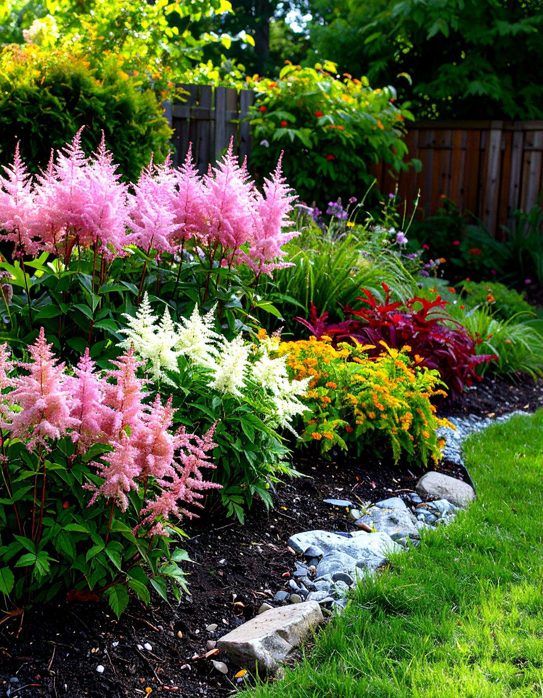 Astilbe Perennial Border Gardens - 24 Shade Garden Design Ideas