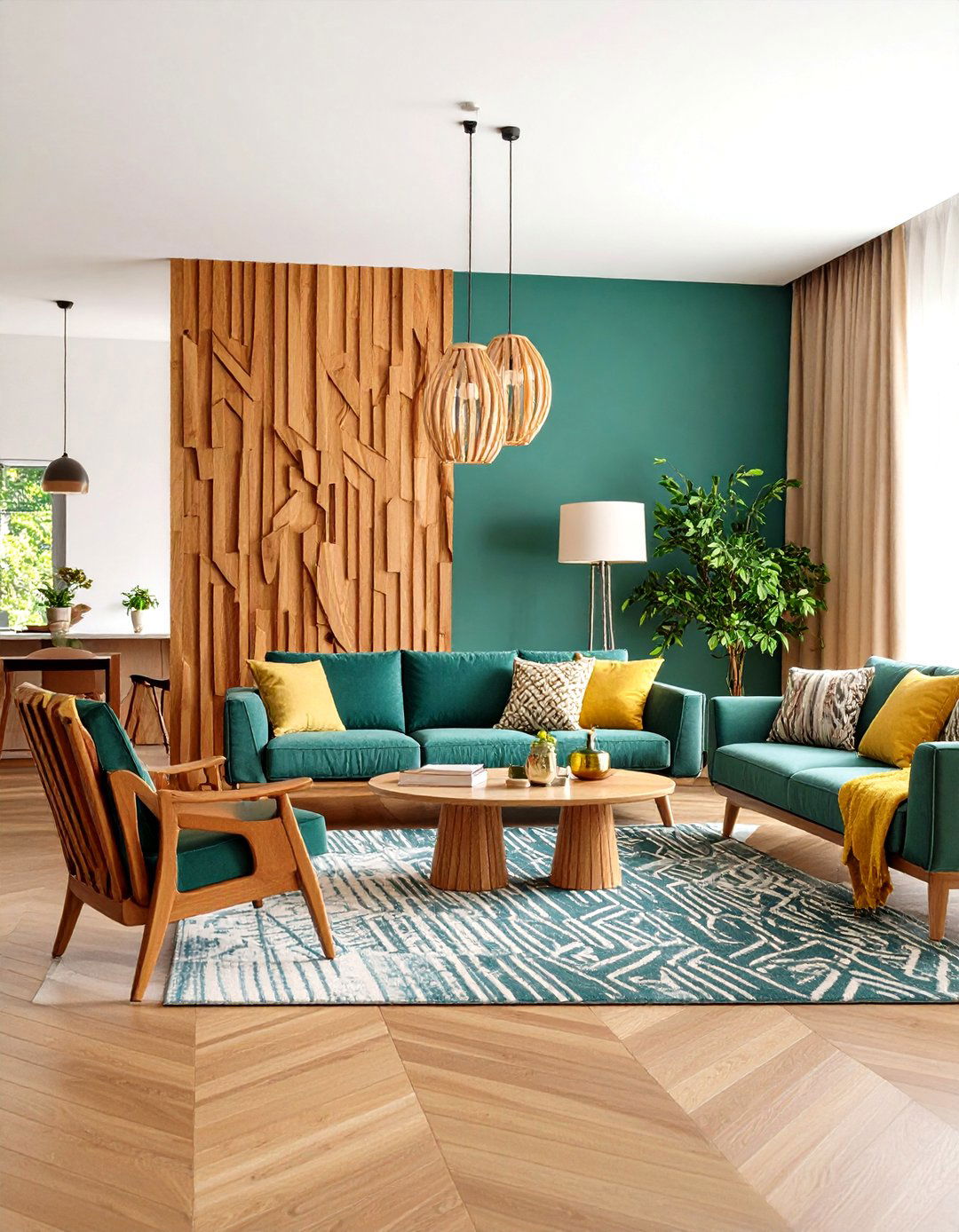 Asymmetrical Geometric Wood Layouts - 24 Wood Trim Accent Wall Ideas