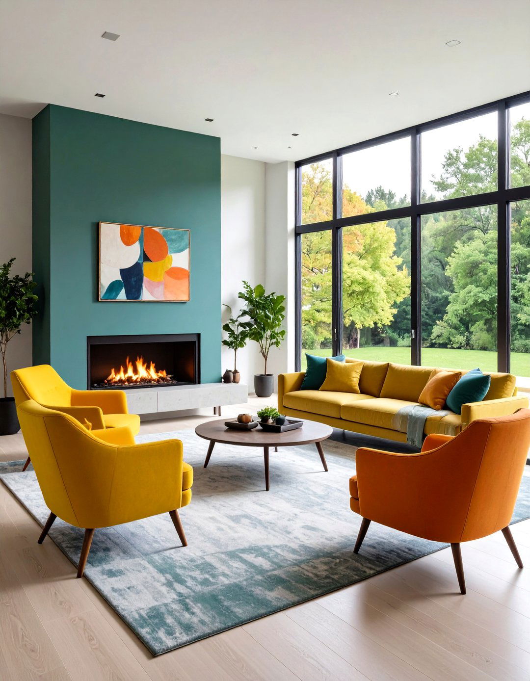 Asymmetrical Modern Arrangement - 24 Fireplace Seating Ideas