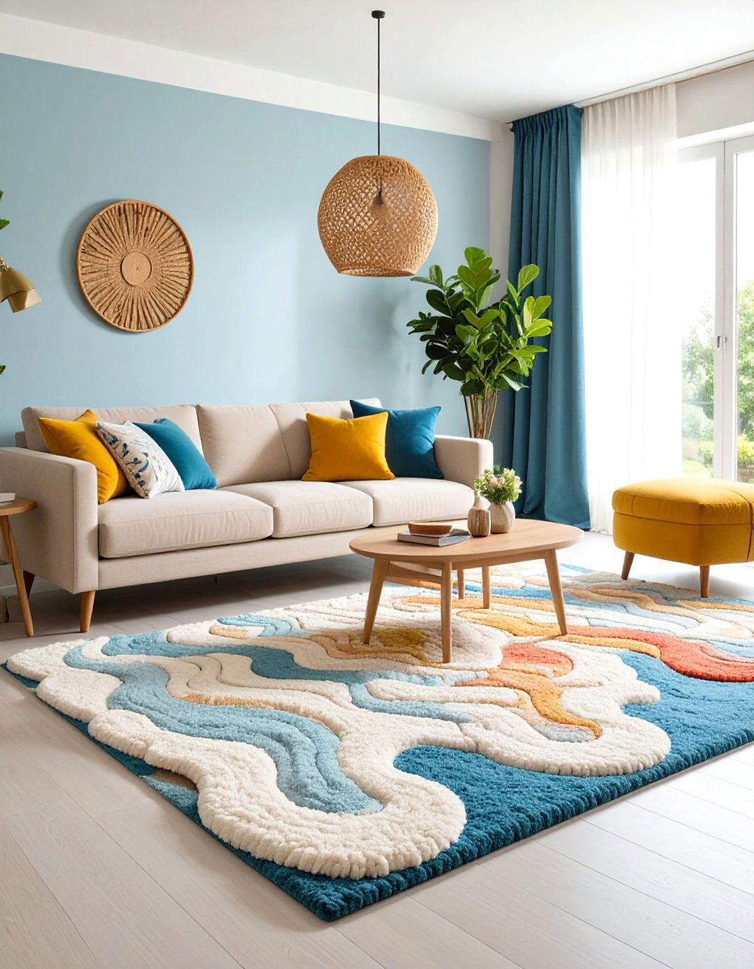 Asymmetrical Natural Flow Rugs - 24 Living Room Rug Ideas