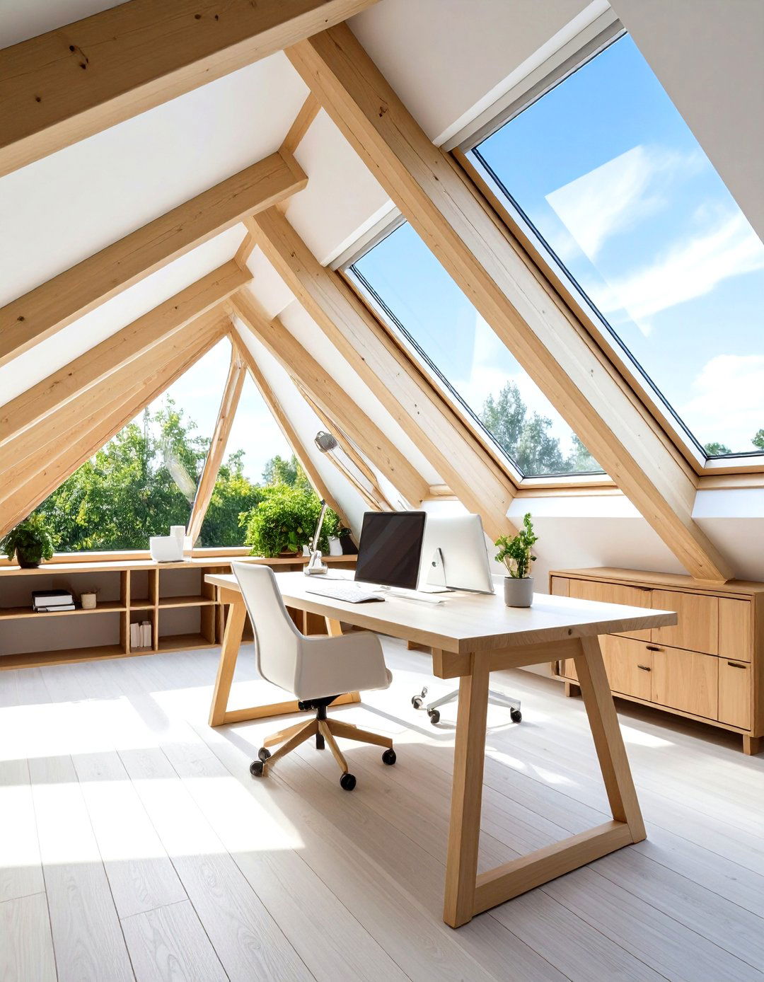 Attic Skylight Home Office - 24 Loft Office Ideas