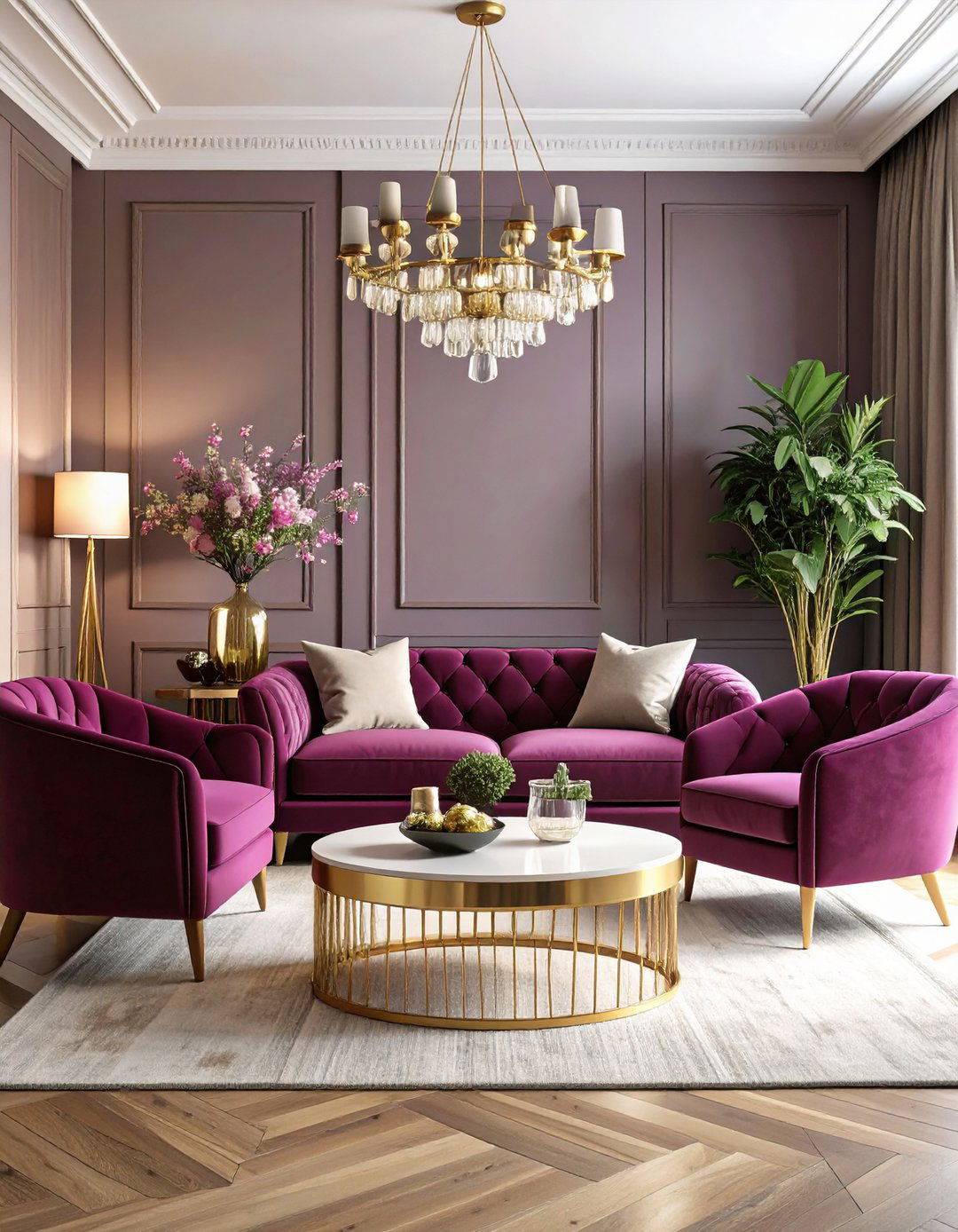 Aubergine Accent Living Room - 24 Purple Living Room Ideas