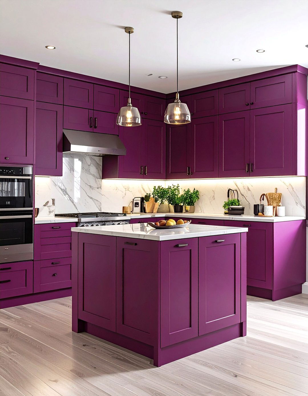 Aubergine Galley Kitchen Design - 24 Purple Kitchen Ideas