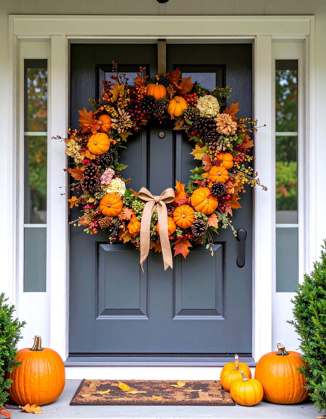 Autumn Wreath Statement - 24 fall outdoor decorating ideas