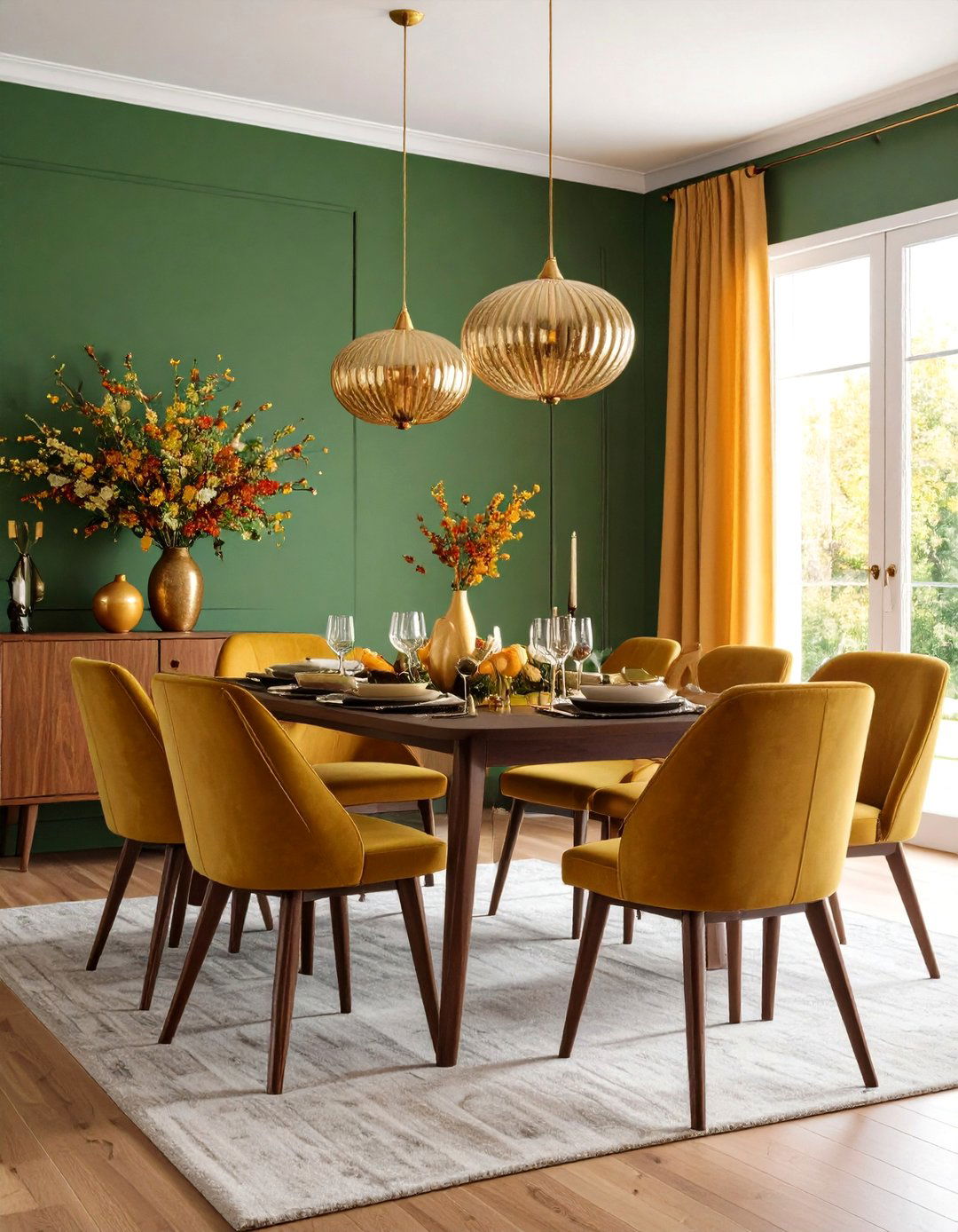 Avocado Green Color Schemes with Harvest Gold Accents - 24 70s Dining Room Design Ideas
