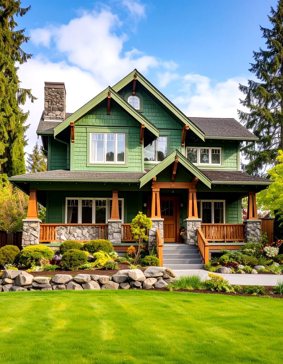 Avocado Green Retro Revival Style - 24 Green Exterior House Paint Ideas