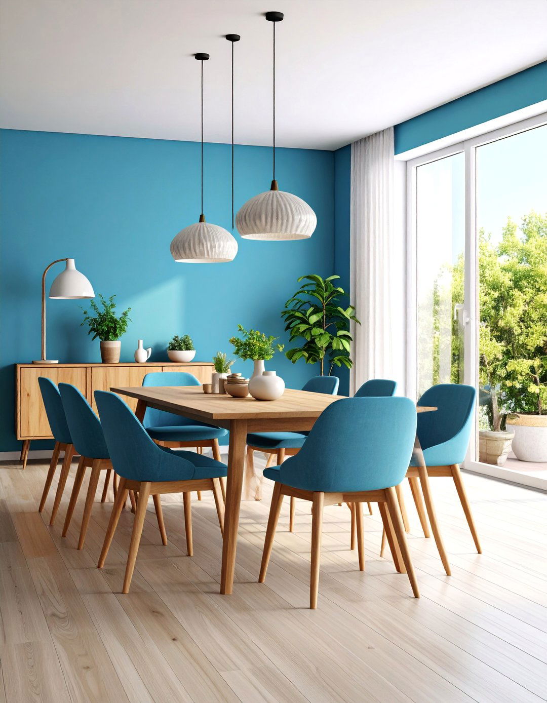 Azure Blue Minimalist Dining Room - 24 Blue Dining Room Ideas