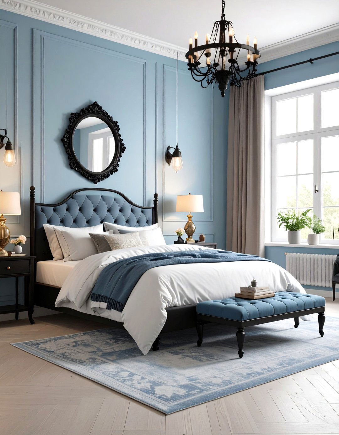 Baby Blue Industrial Gothic - 24 pastel goth bedroom ideas