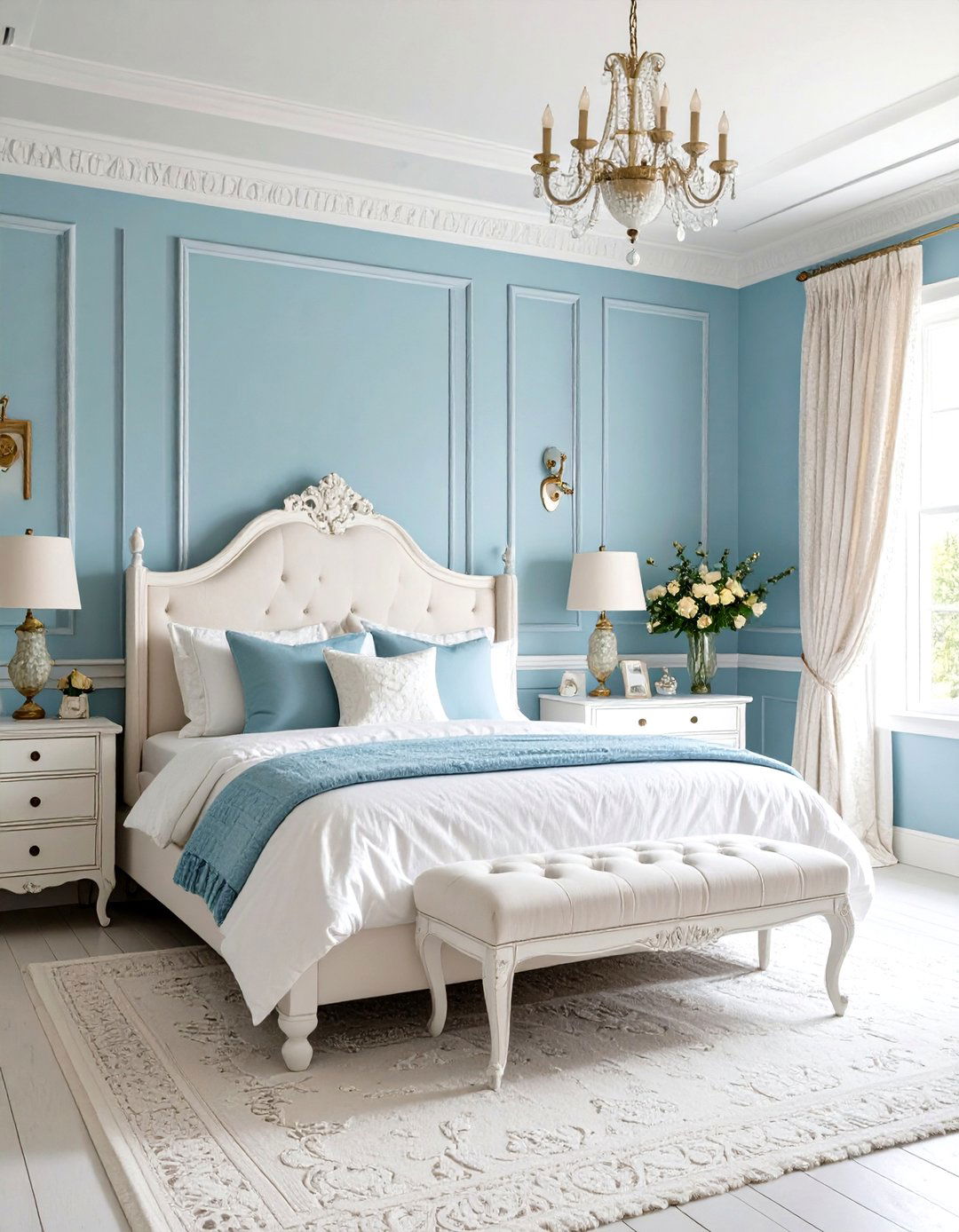 Baby Blue Shabby Chic Wall with Vintage Details - 24 Blue Accent Wall Ideas