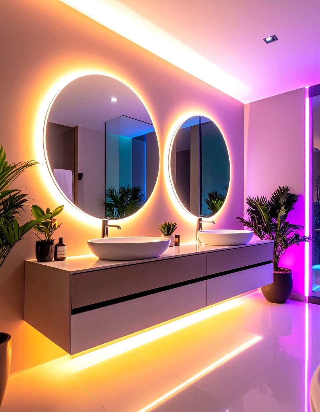 Backlit Floating Mirror Installations - 24 Bathroom Lighting Ideas Over Mirror