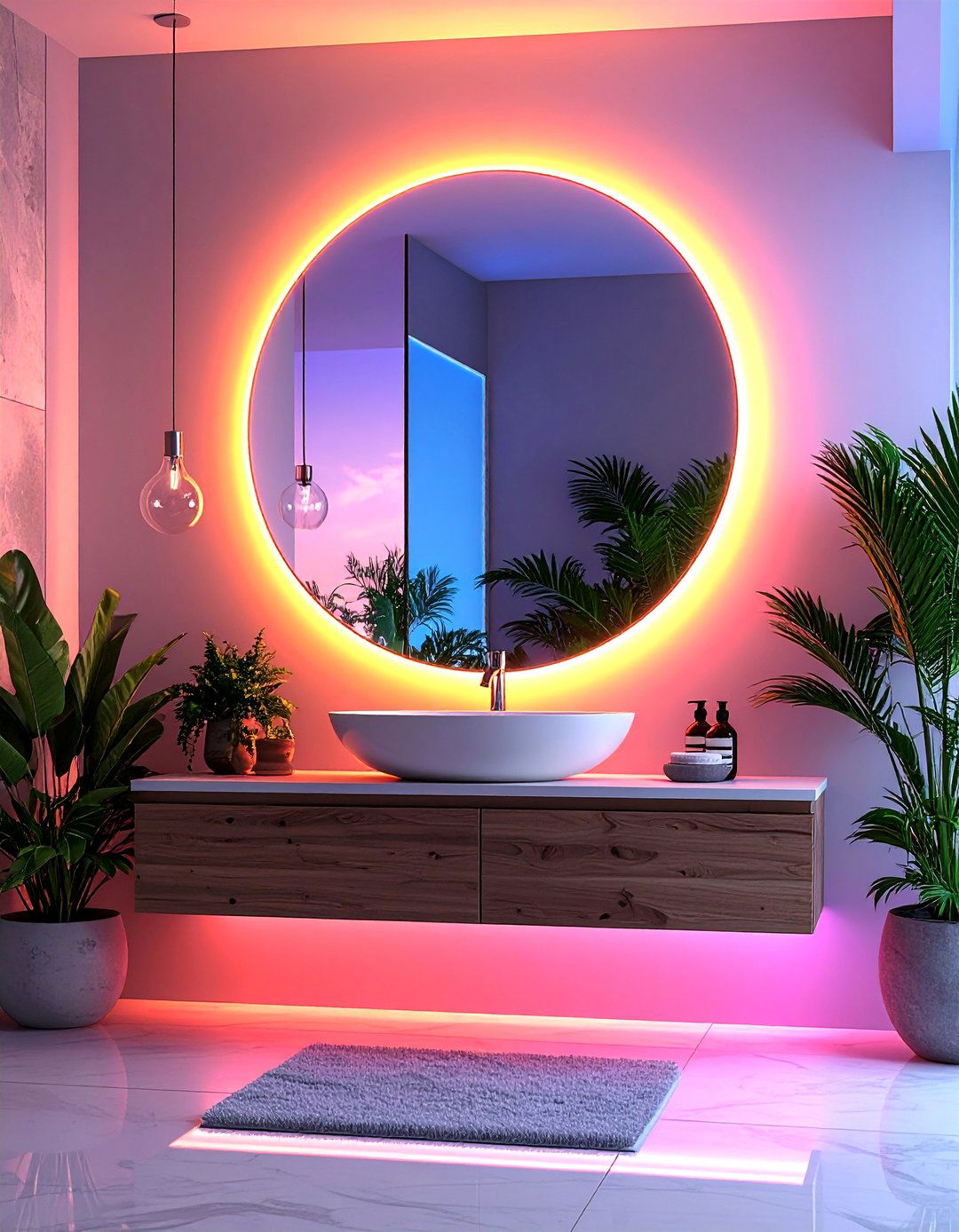 Backlit Mirror Design Elements - 24 Bathroom Lighting Ideas
