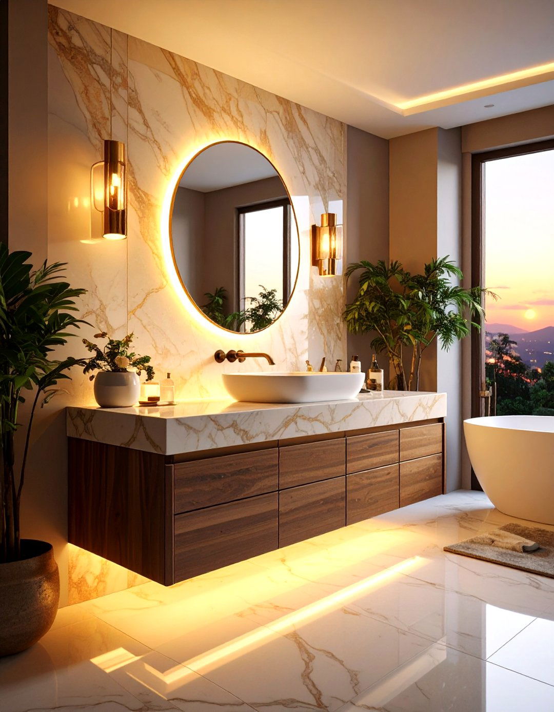 Backlit Natural Stone Drama - 24 Bathroom Countertop Ideas