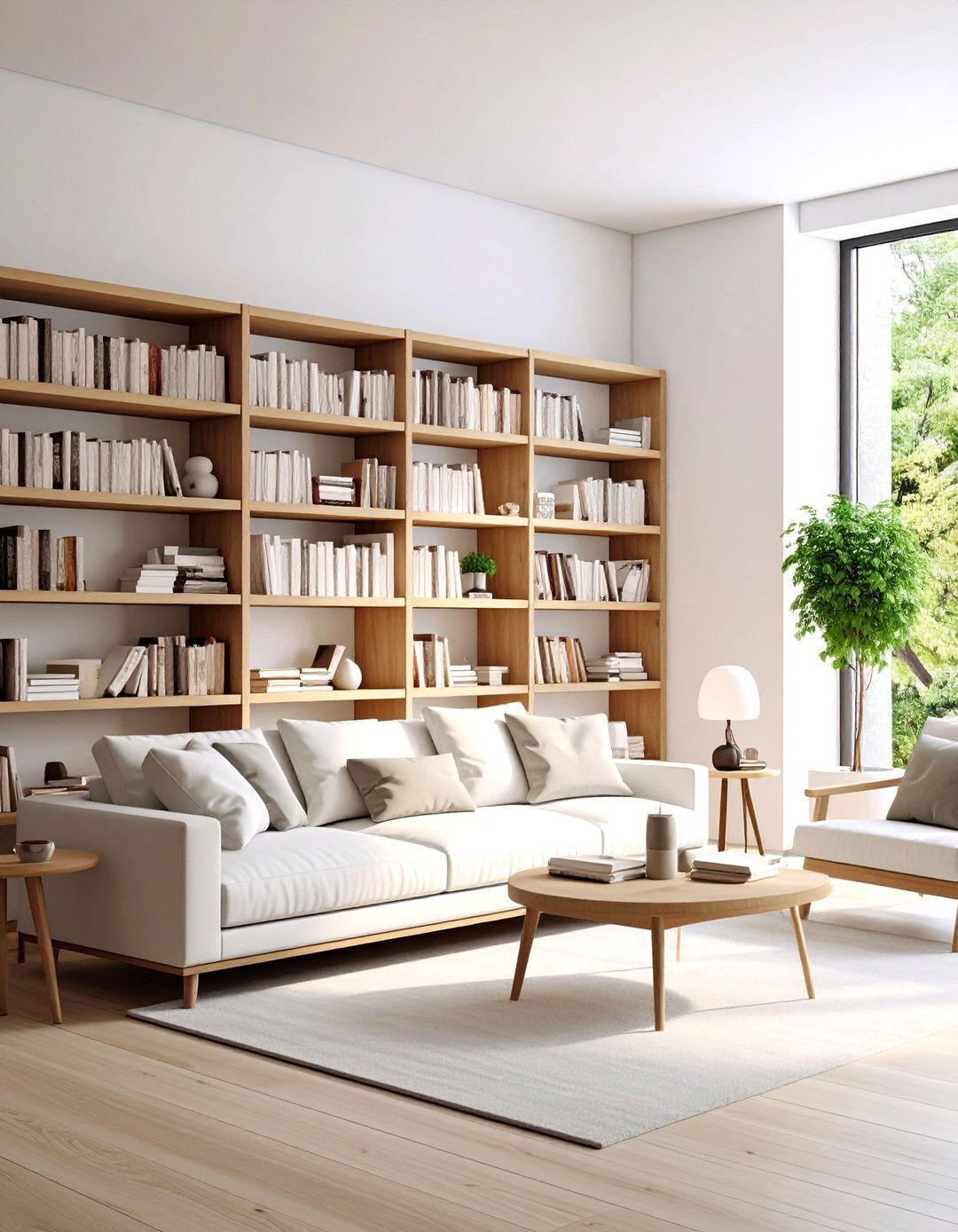 Backward Books Minimalist Shelving - 24 Living Room Bookshelf Ideas