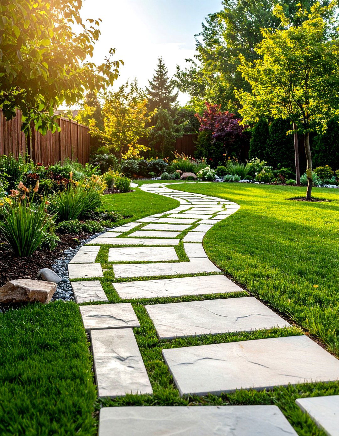 Backyard Flagstone Trail System - 24 Flagstone Walkway Ideas