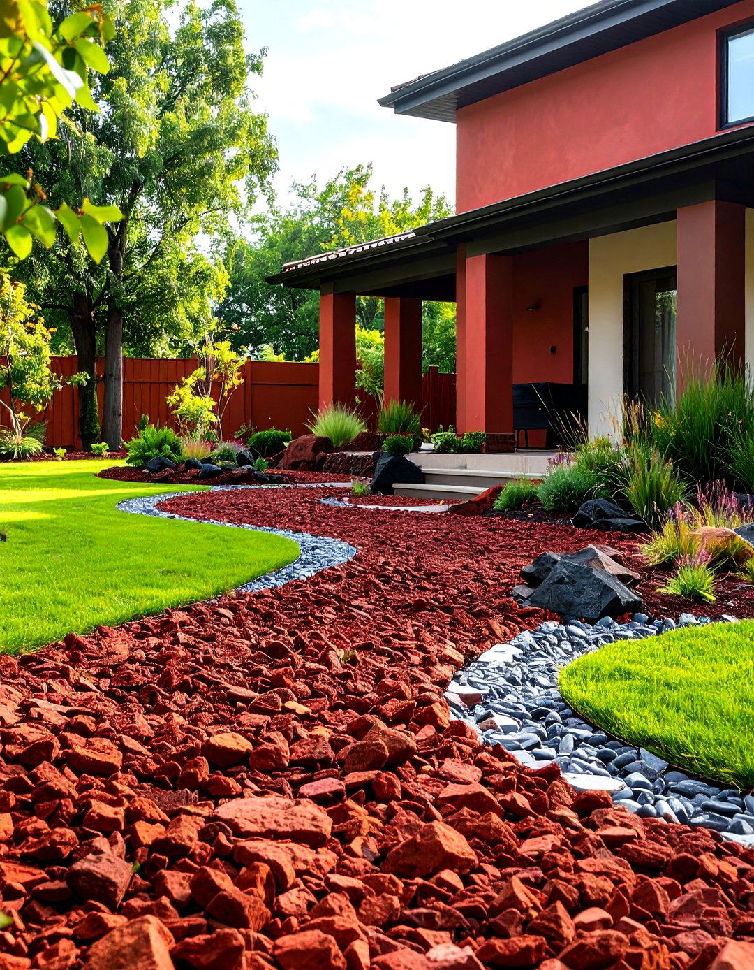 Backyard Transformation Projects - 24 Red Lava Rock Landscaping Ideas