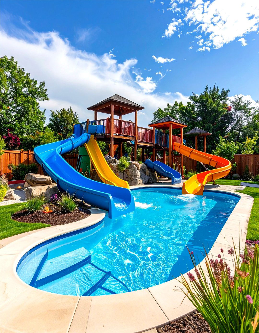 Backyard Water Park Pool Design - 24 Pool Landscaping Ideas