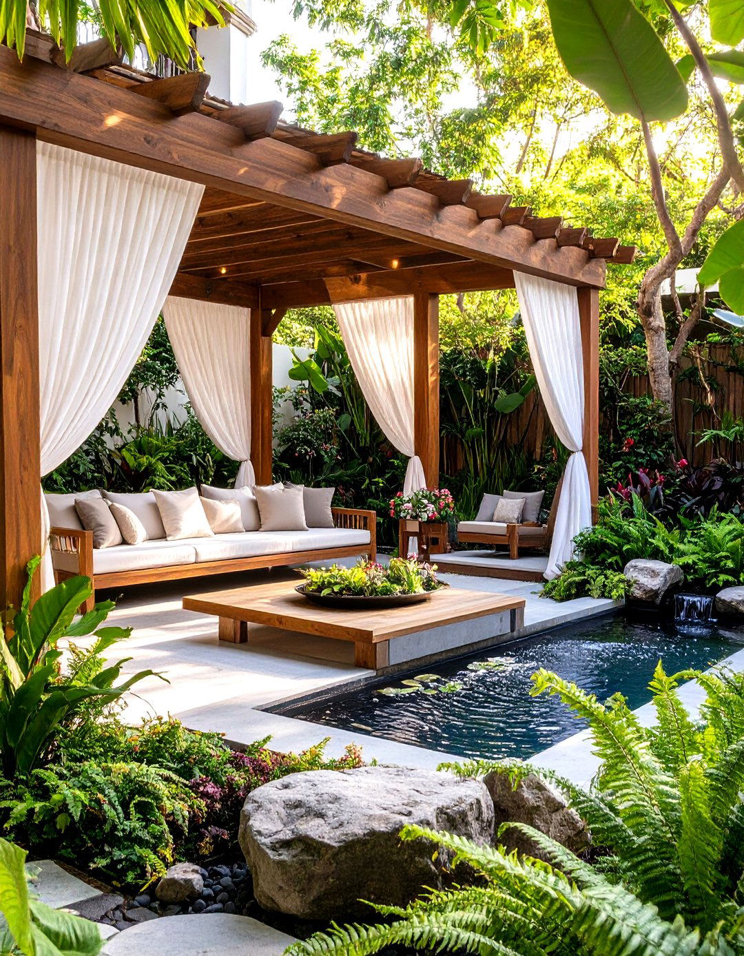 Balinese Zen Garden Patio - 24 Tropical Patio Ideas