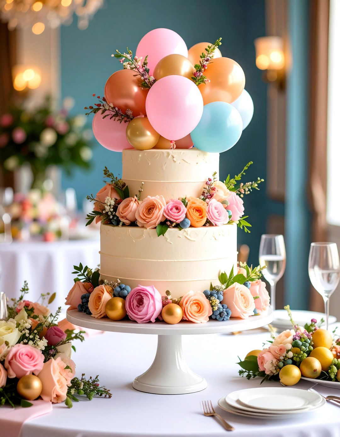 Balloon Cake Stand Centerpieces - 24 Balloon Centerpiece Ideas