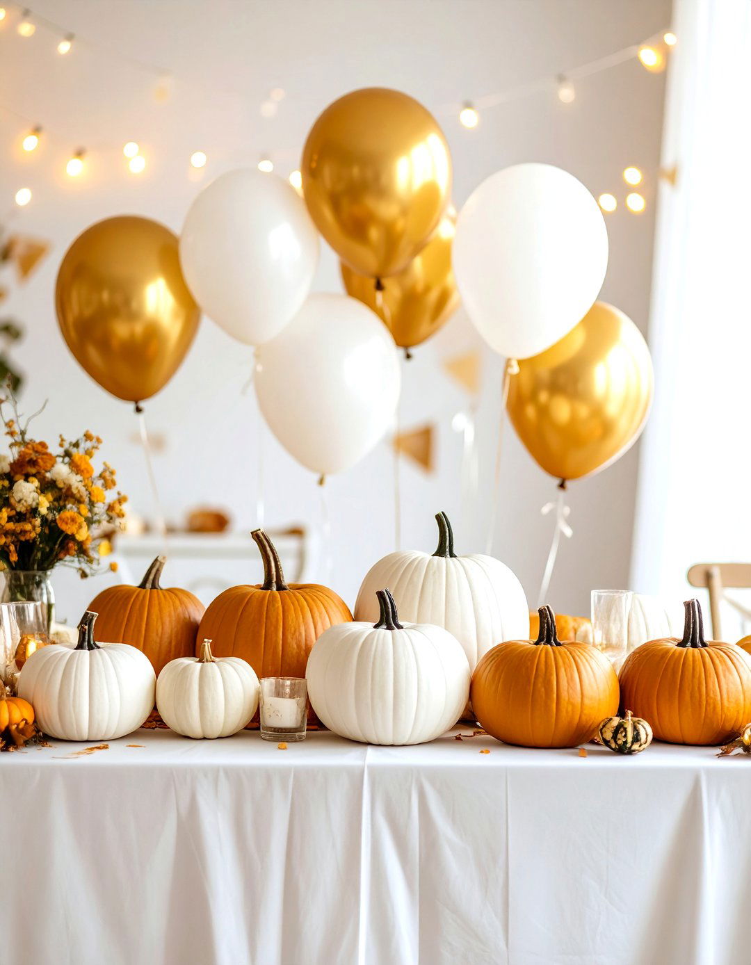 Balloon and Pumpkin Birthday Display - 24 Pumpkin Decor Ideas