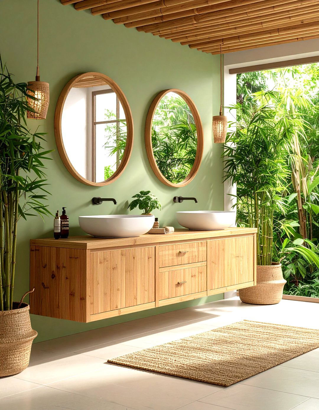 Bamboo Accent Bathroom - 24 Bohemian Tropical Bohemian Decor