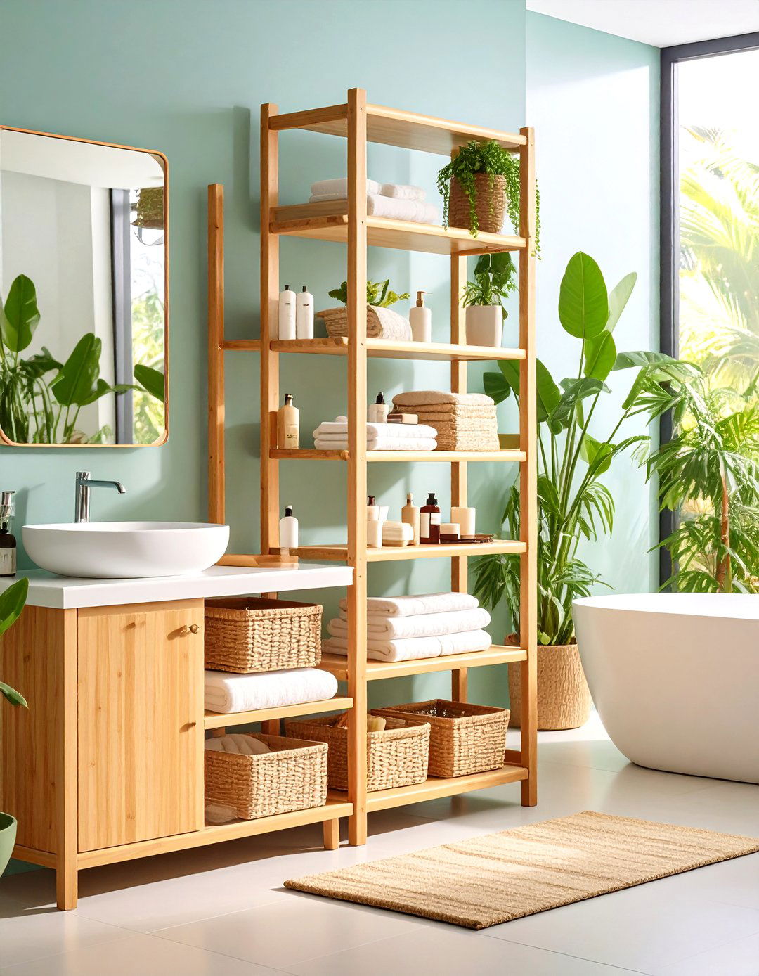 Bamboo Bathroom Storage Tower - 24 Bathroom Furniture Ideas