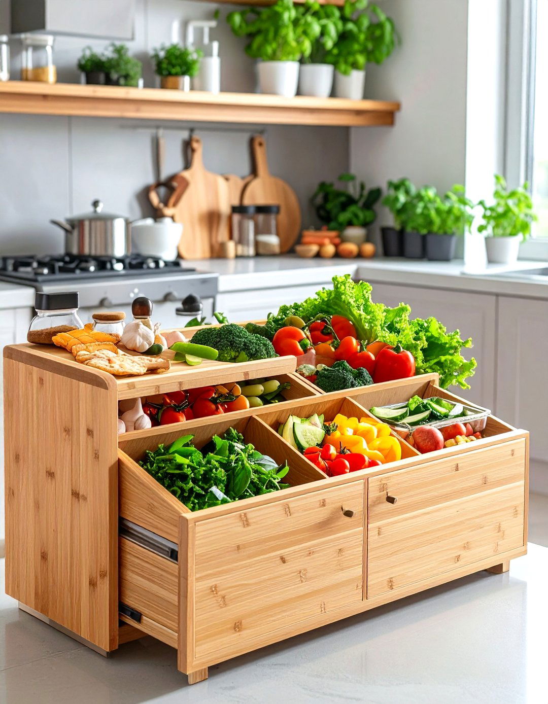 Bamboo Cutting Board with Built in Compartments - 24 Wedding Gift Ideas for Couples