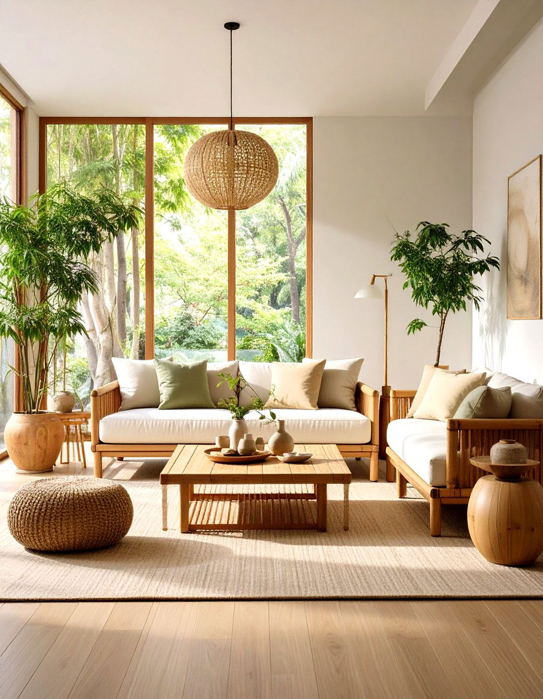 Bamboo Design Features - 24 Japandi Living Room Ideas