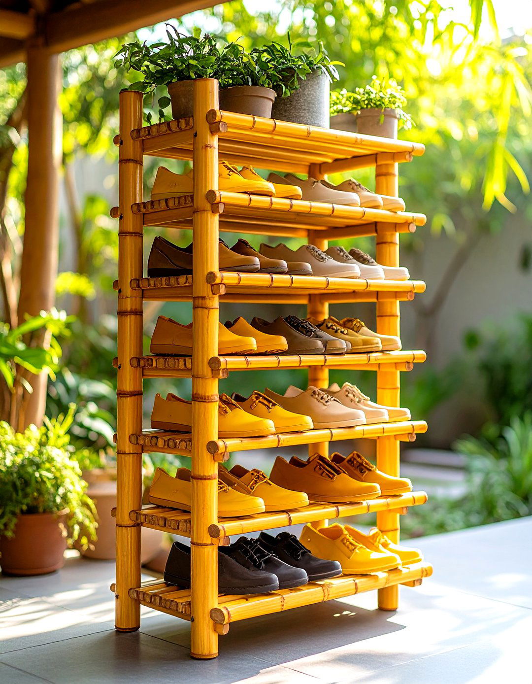Bamboo Eco Friendly Shoe Tower - 24 Outdoor Shoe Storage Ideas