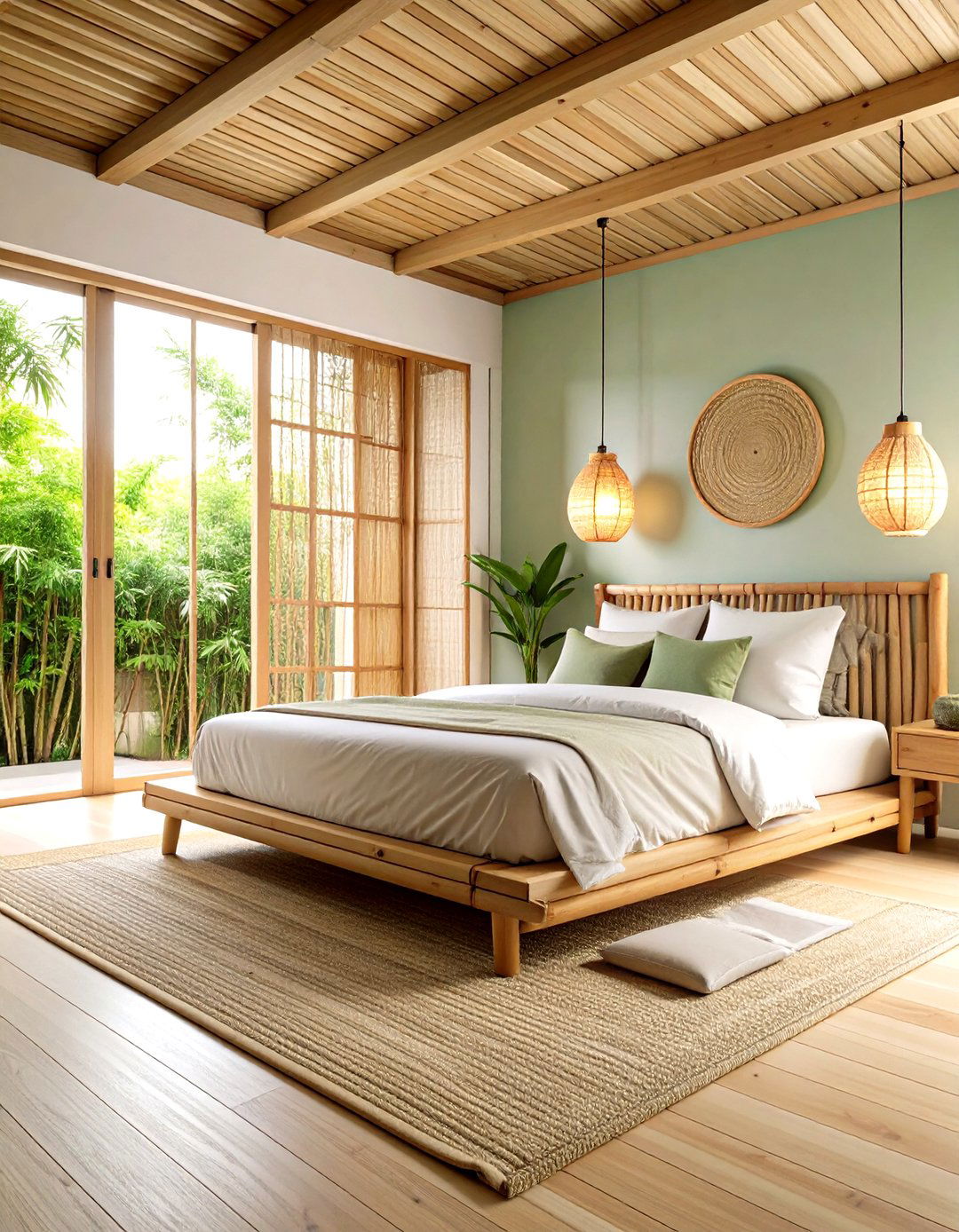 Bamboo Feature Bedroom Design - 24 Zen Bedroom Ideas