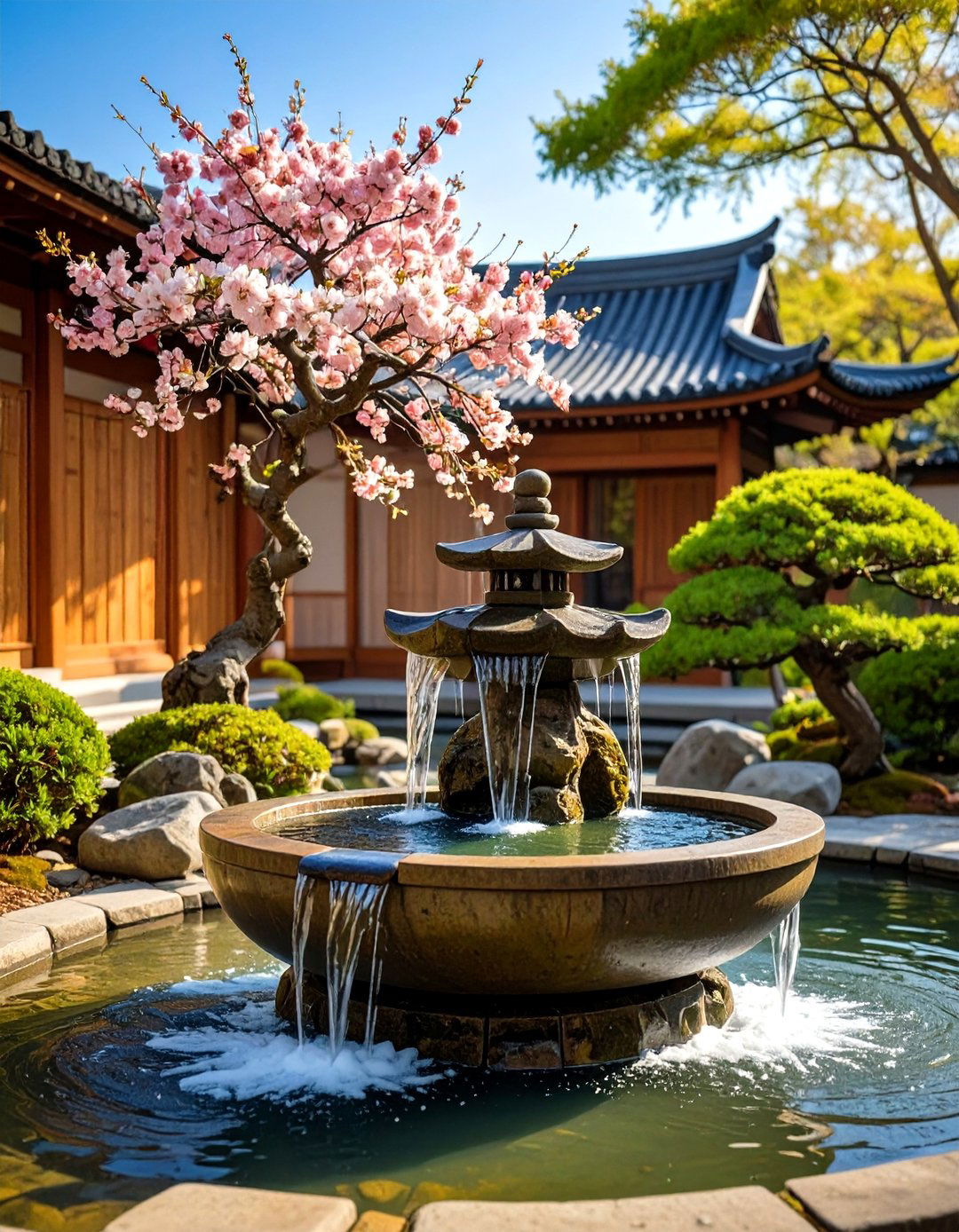 Bamboo Fountain Water Feature Garden - 24 Bonsai Garden Ideas