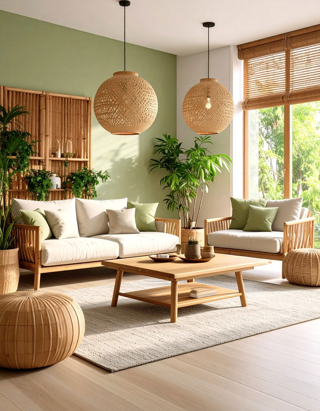 Bamboo Furniture Living Room Design - 24 Natural Living Room Ideas