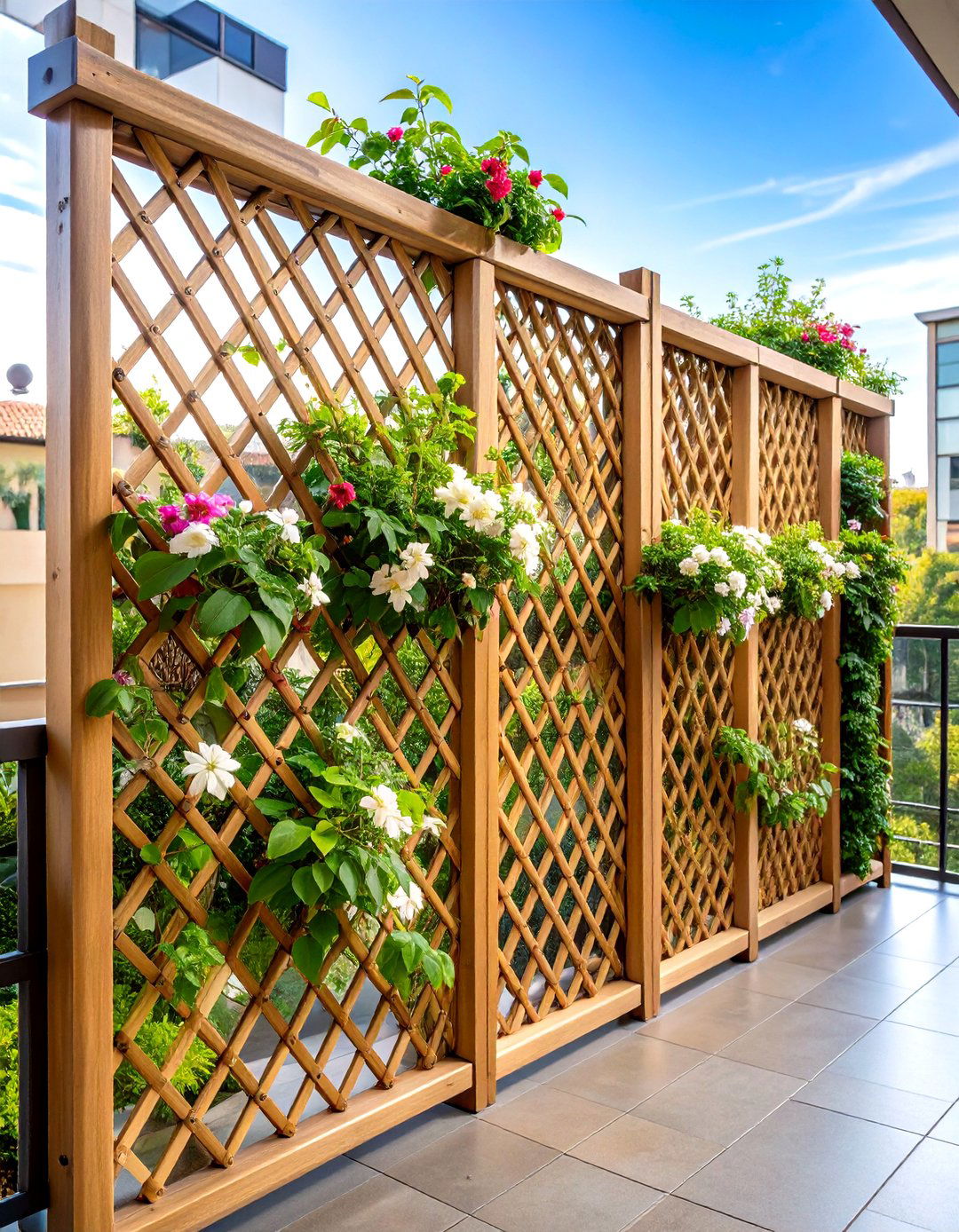 Bamboo Lattice Privacy Screen - 24 Balcony Trellis Ideas
