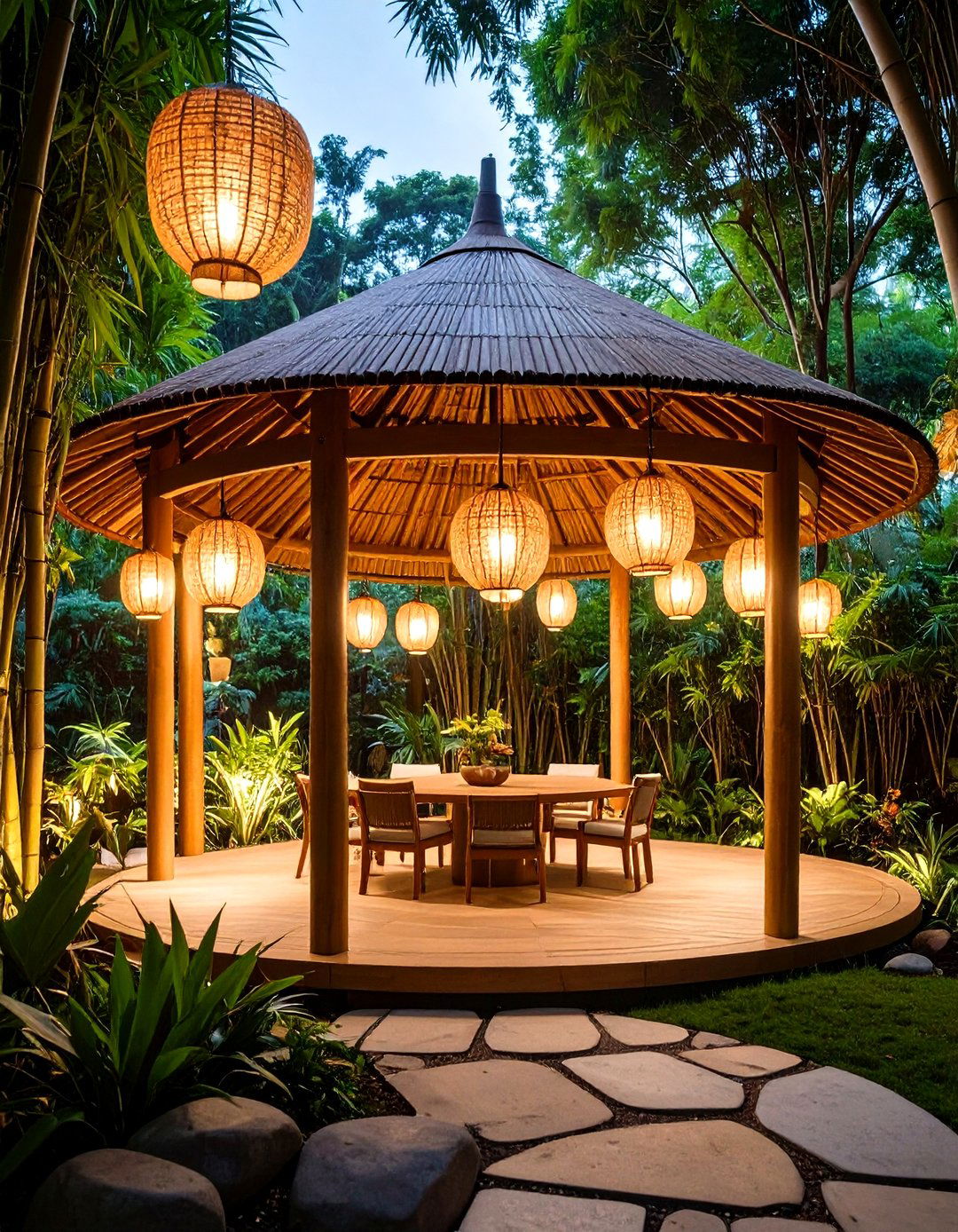Bamboo Light Integration - 24 Gazebo Lighting Ideas