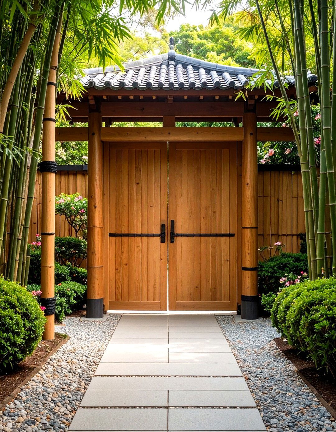 Bamboo Panel Entry Gate - 24 Japanese Garden Gate Design Ideas