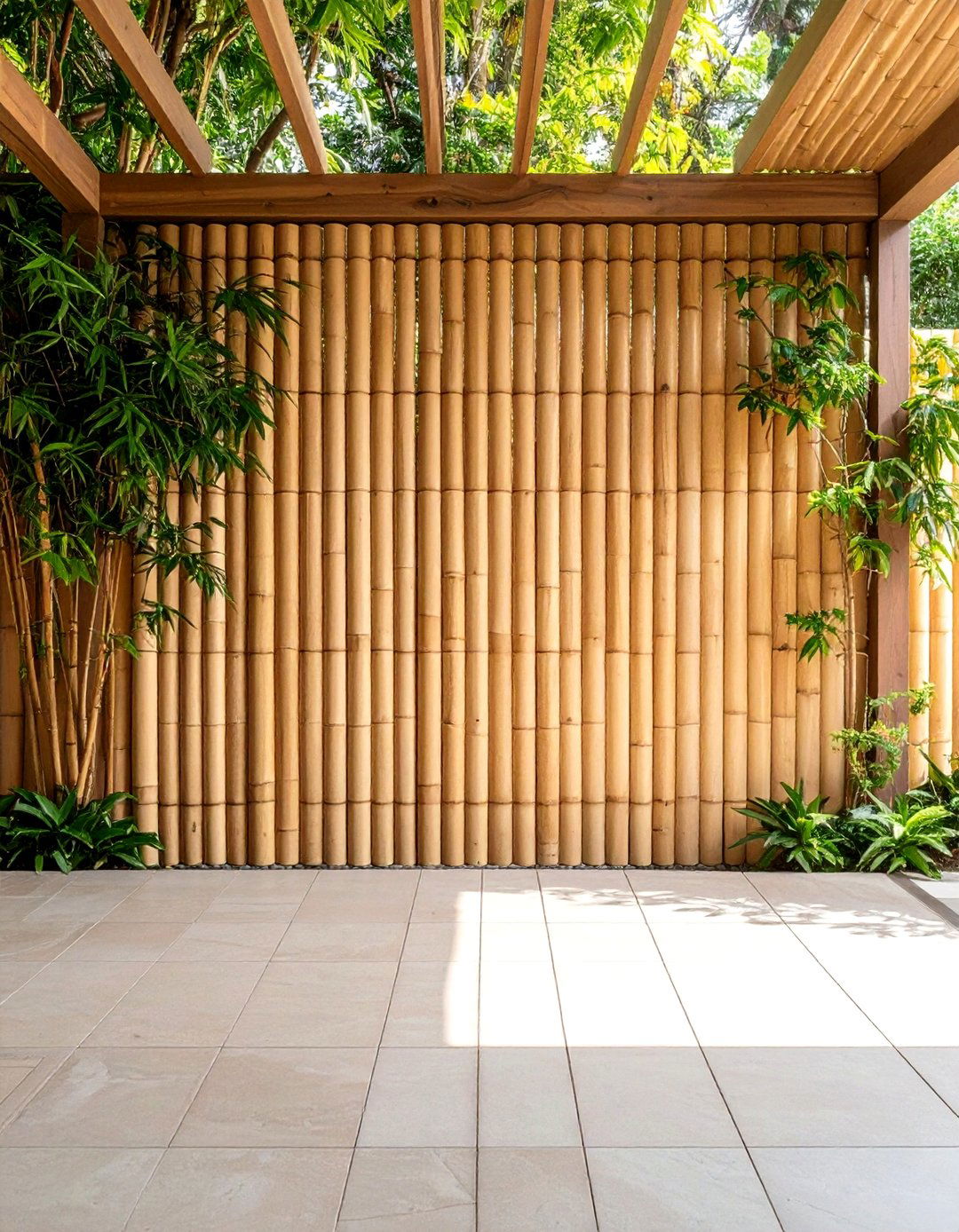 Bamboo Privacy Screen Backdrop - 24 Boho Patio Ideas