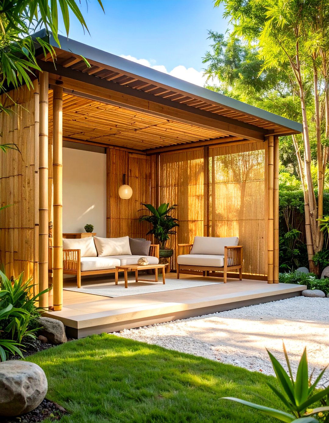 Bamboo Screen Outdoor Room - 24 Garden Shade Ideas