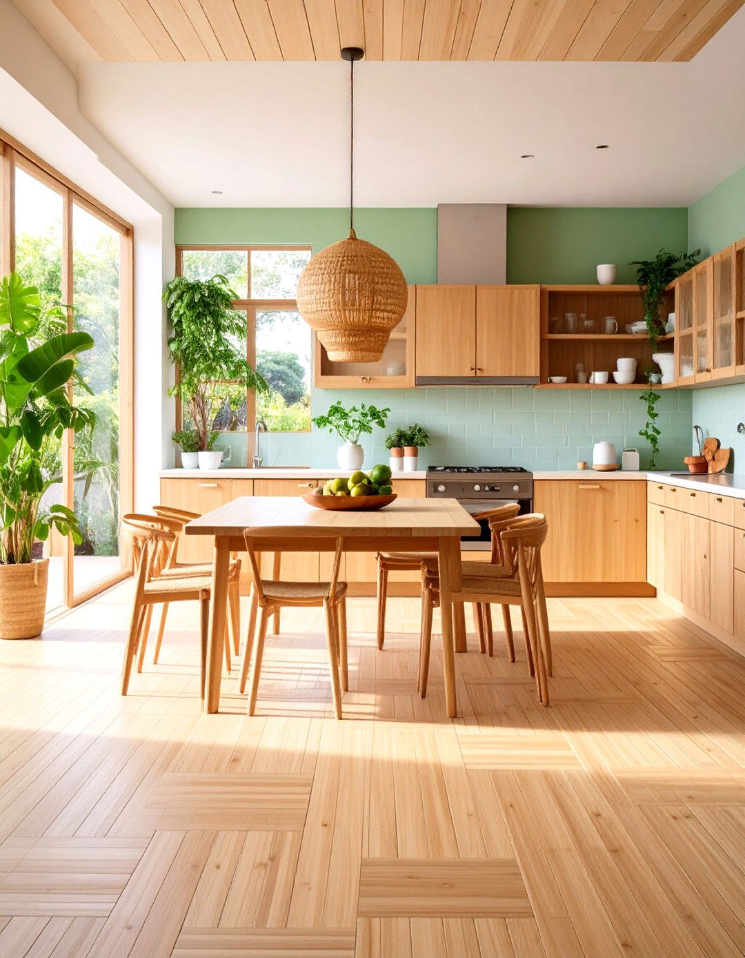 Bamboo Strand Woven Kitchen Floors - 24 Light Wood Floor Kitchen Ideas