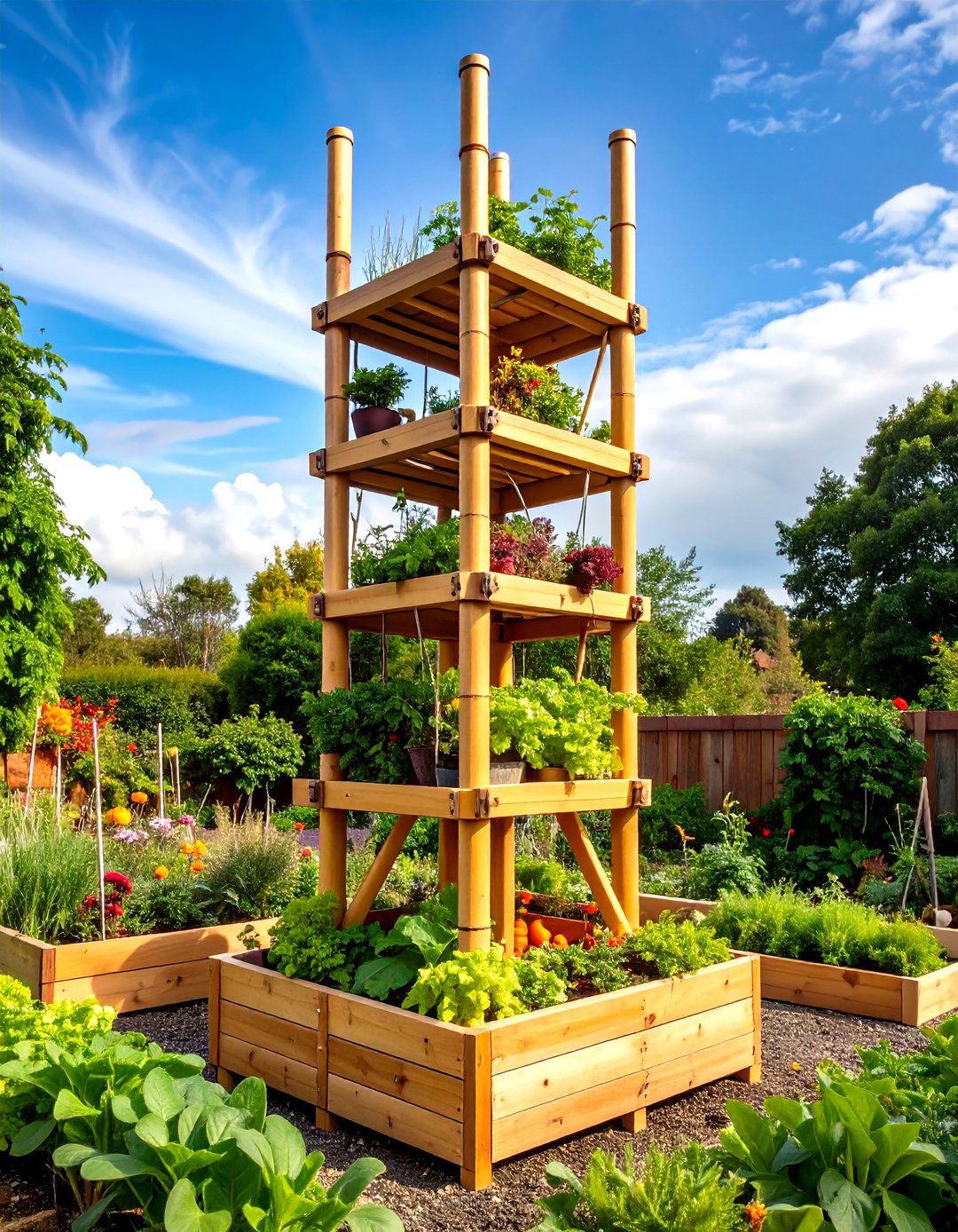 Bamboo Tower Construction - 24 Tomato Trellis Ideas