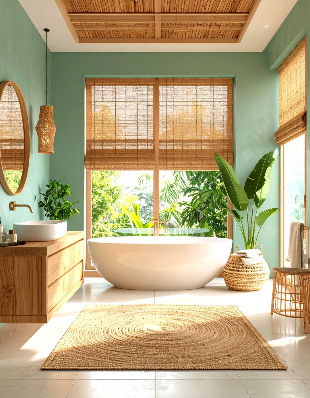 Bamboo Woven Shades Textures - 24 Bathroom Window Treatment Ideas