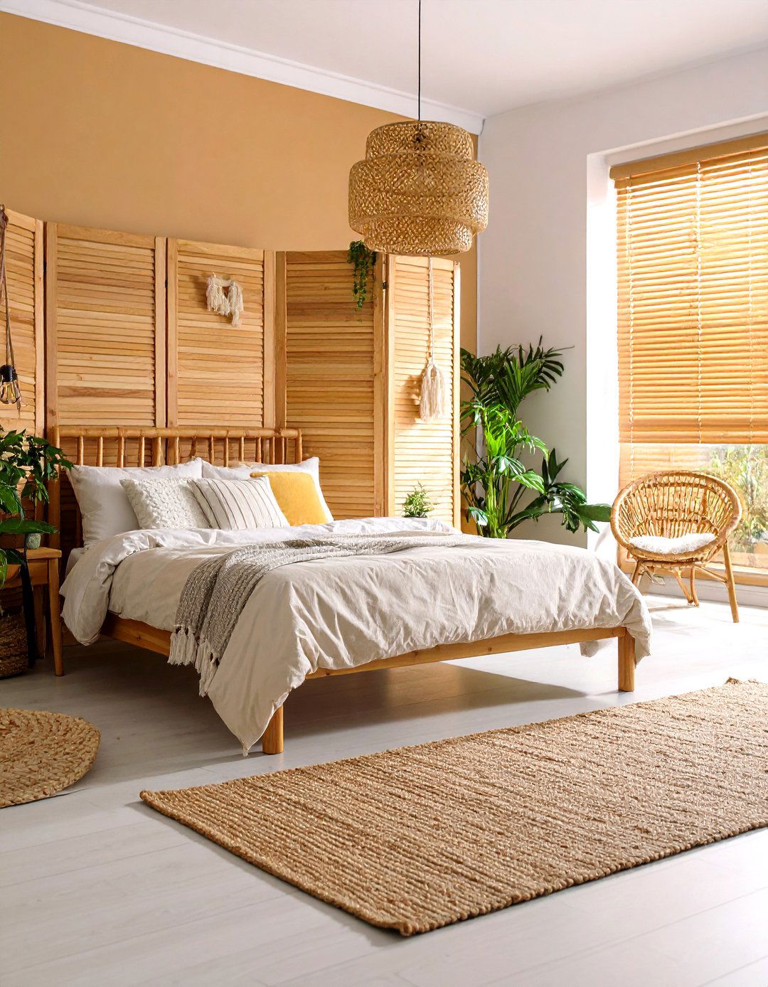 Bamboo and Natural Fiber Accents - 24 earthy bedroom ideas